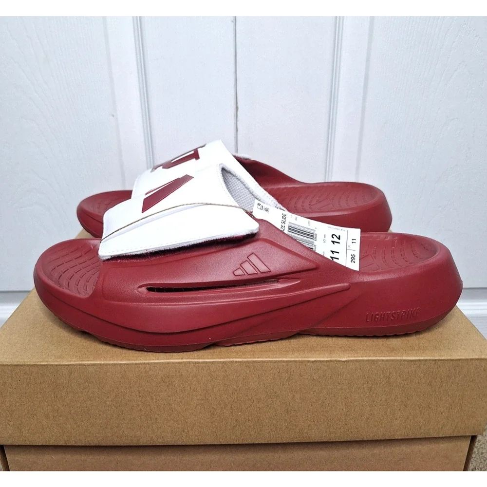 Adidas Indiana Hoosiers Lightblaze Crimson White Slide mens size 11